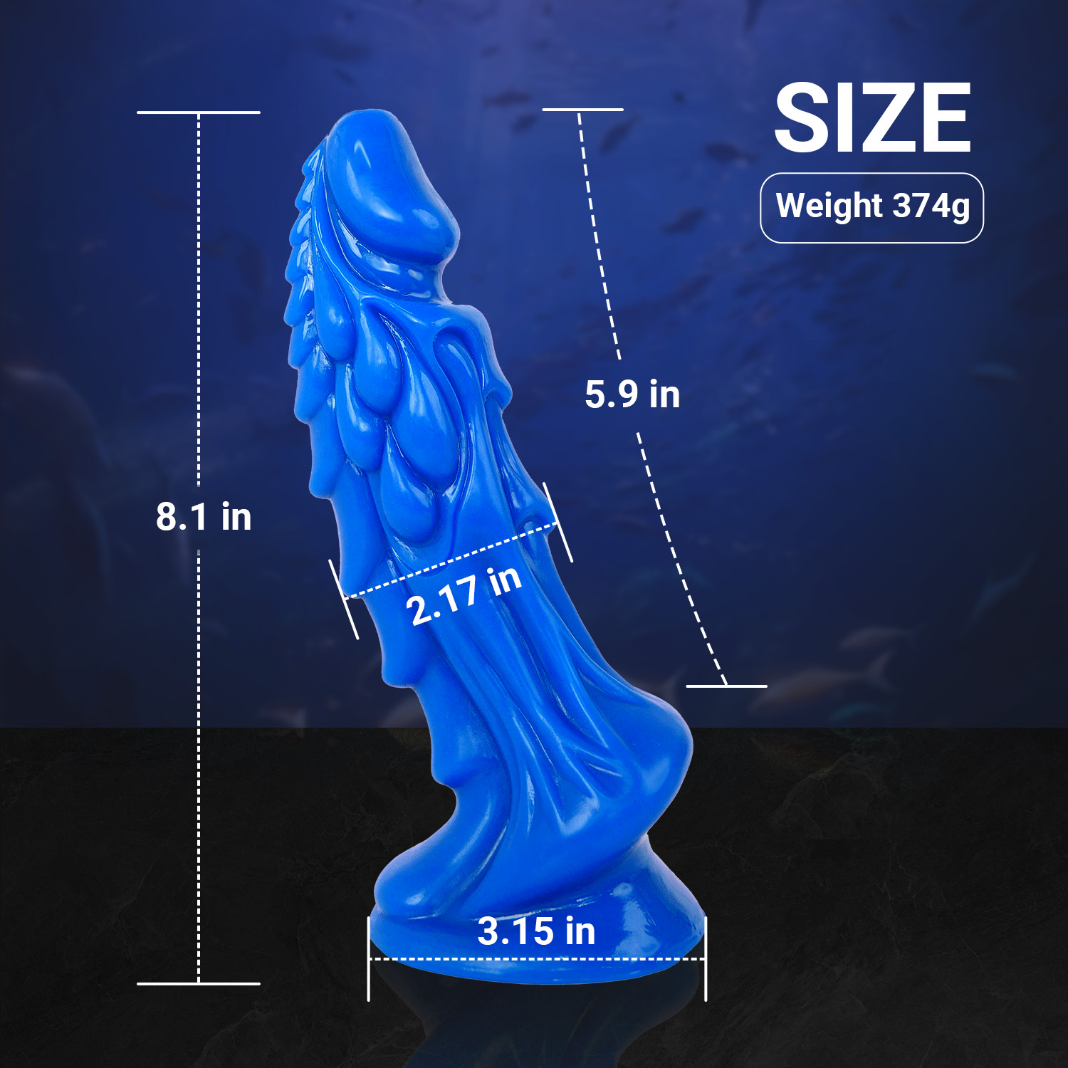 ZY-SC11027 Novelty Suction Cup Massager - Artistic Blue PVC - Ảnh 5