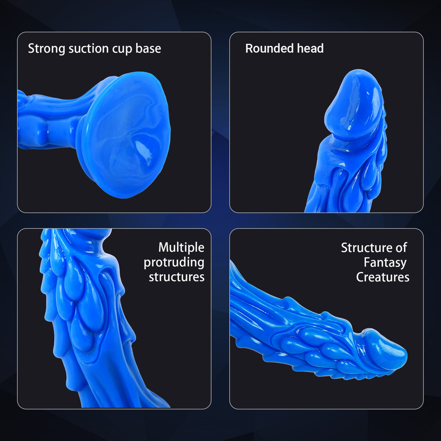 ZY-SC11027 Novelty Suction Cup Massager - Artistic Blue PVC - Ảnh 6